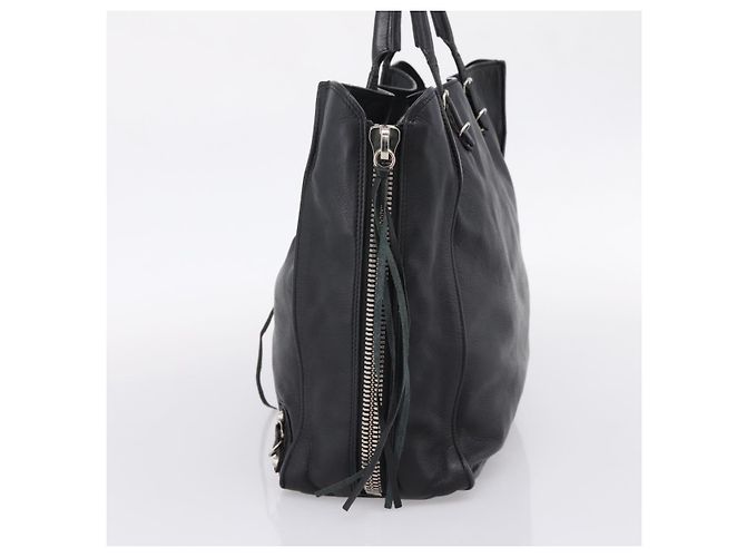 Borsa a mano Balenciaga Mini Paper A4 in pelle nera e argento 357330 Auth mr2968A Nero - vista 4