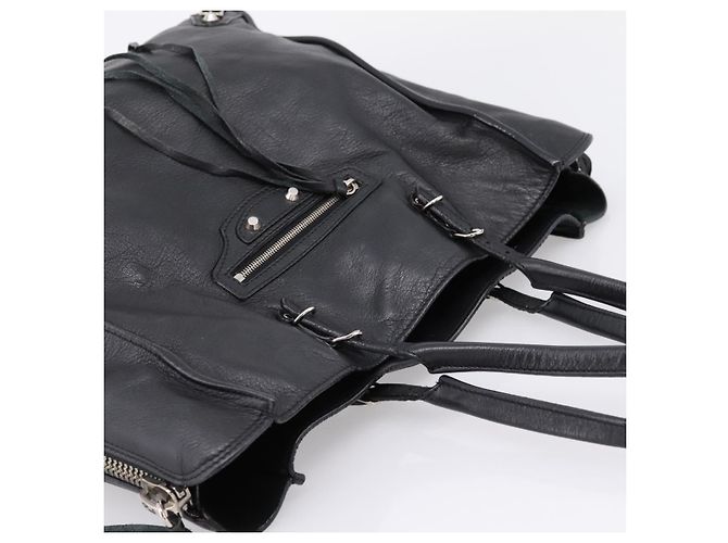 Borsa a mano Balenciaga Mini Paper A4 in pelle nera e argento 357330 Auth mr2968A Nero - vista 6