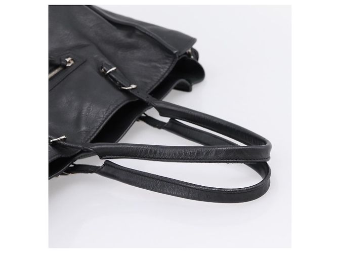 Borsa a mano Balenciaga Mini Paper A4 in pelle nera e argento 357330 Auth mr2968A Nero - vista 7