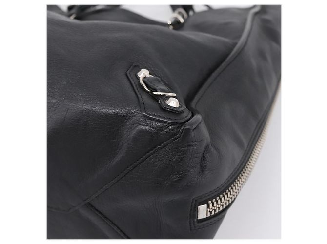 Borsa a mano Balenciaga Mini Paper A4 in pelle nera e argento 357330 Auth mr2968A Nero - vista 8