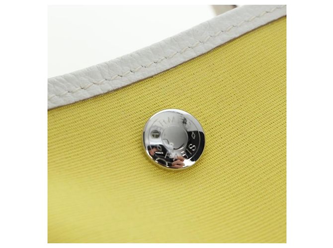Hermès Borsa a mano HERMES Garden File 28 Canvas 2way Yellow Silver Auth 203841SAV Argento Giallo - vista 18