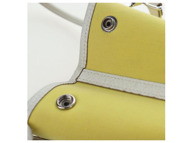 Hermès Borsa a mano HERMES Garden File 28 Canvas 2way Yellow Silver Auth 203841SAV Argento Giallo - vista 19