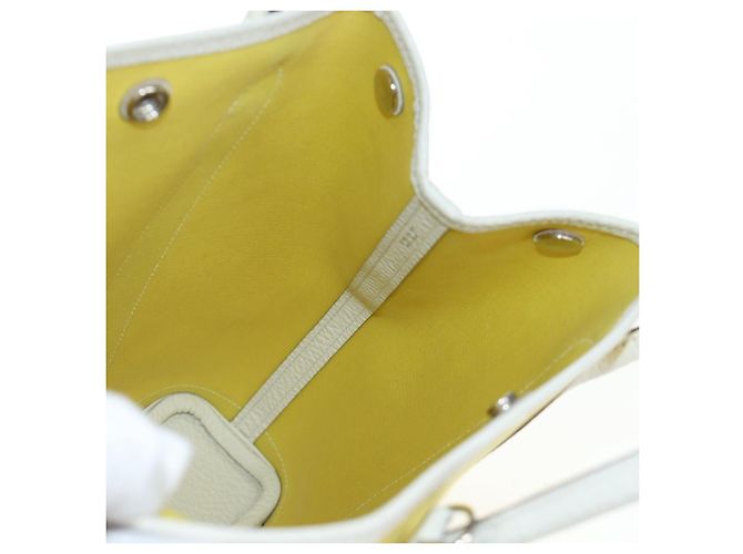 Hermès Borsa a mano HERMES Garden File 28 Canvas 2way Yellow Silver Auth 203841SAV Argento Giallo - vista 22
