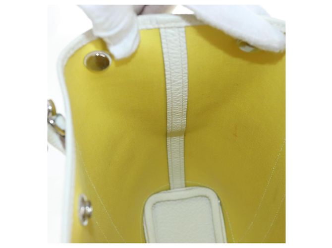 Hermès Borsa a mano HERMES Garden File 28 Canvas 2way Yellow Silver Auth 203841SAV Argento Giallo - vista 23