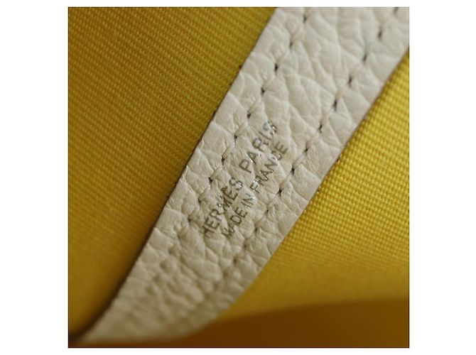 Hermès Borsa a mano HERMES Garden File 28 Canvas 2way Yellow Silver Auth 203841SAV Argento Giallo - vista 24