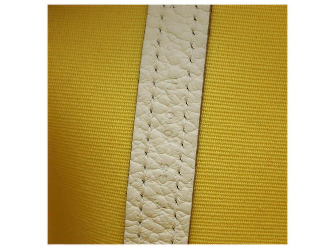 Hermès Borsa a mano HERMES Garden File 28 Canvas 2way Yellow Silver Auth 203841SAV Argento Giallo - vista 25