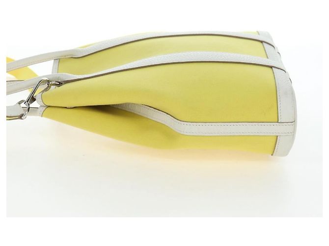 Hermès Borsa a mano HERMES Garden File 28 Canvas 2way Yellow Silver Auth 203841SAV Argento Giallo - vista 4