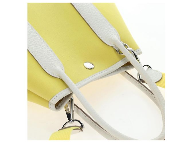 Hermès Borsa a mano HERMES Garden File 28 Canvas 2way Yellow Silver Auth 203841SAV Argento Giallo - vista 7