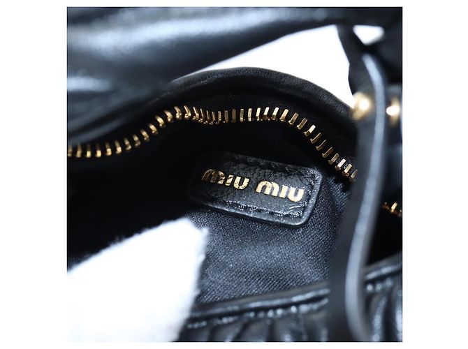 Borsa Hobo Miu Miu Matelassé in pelle 2way Nero Tono Oro Auth 167609SAM - vista 10
