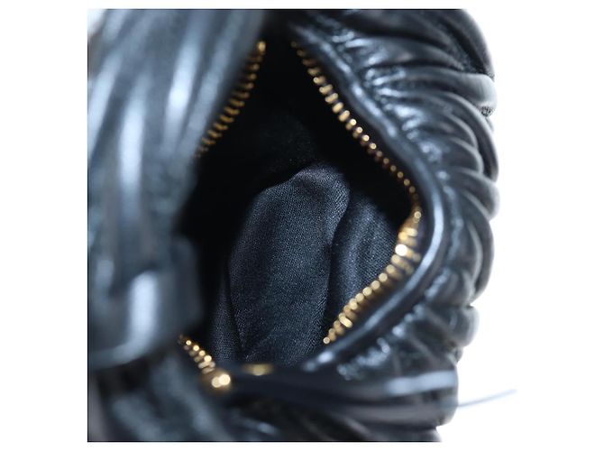 Borsa Hobo Miu Miu Matelassé in pelle 2way Nero Tono Oro Auth 167609SAM - vista 11