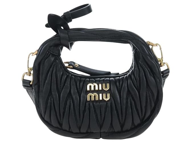 Borsa Hobo Miu Miu Matelassé in pelle 2way Nero Tono Oro Auth 167609SAM - vista 13