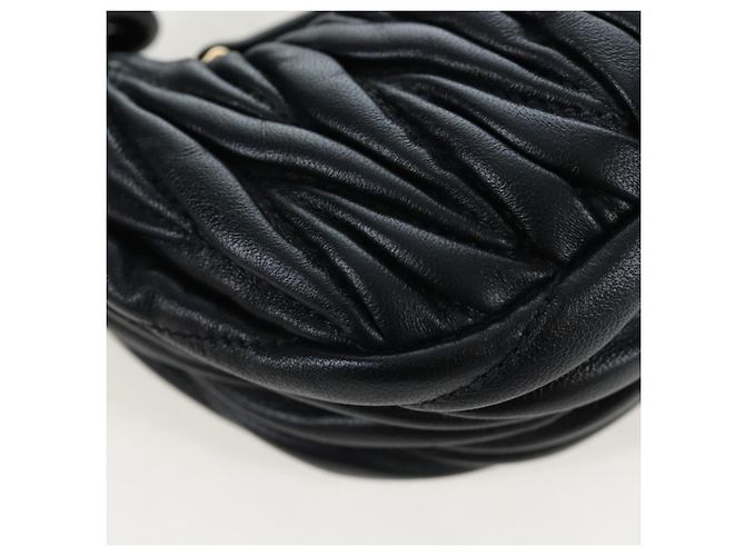 Borsa Hobo Miu Miu Matelassé in pelle 2way Nero Tono Oro Auth 167609SAM - vista 16