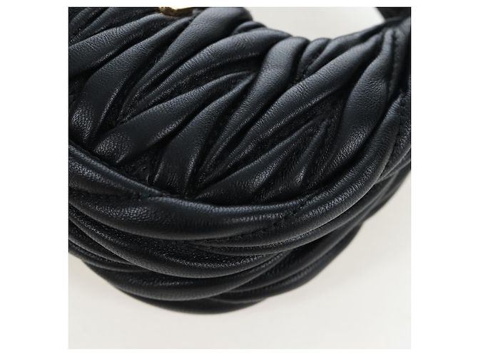 Borsa Hobo Miu Miu Matelassé in pelle 2way Nero Tono Oro Auth 167609SAM - vista 17