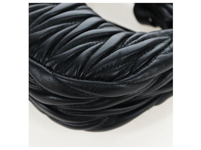 Borsa Hobo Miu Miu Matelassé in pelle 2way Nero Tono Oro Auth 167609SAM - vista 19