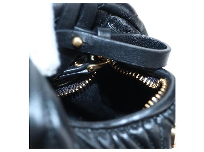 Borsa Hobo Miu Miu Matelassé in pelle 2way Nero Tono Oro Auth 167609SAM - vista 23