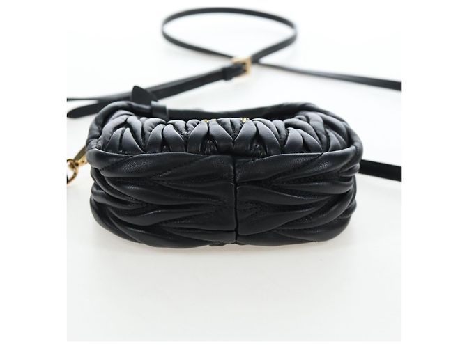 Borsa Hobo Miu Miu Matelassé in pelle 2way Nero Tono Oro Auth 167609SAM - vista 5