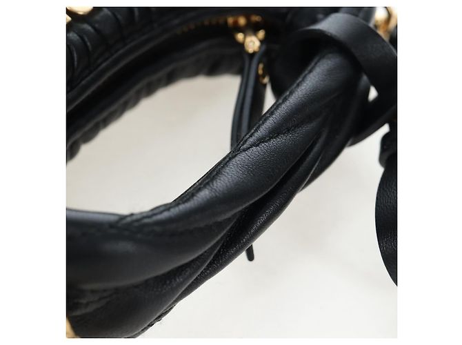 Borsa Hobo Miu Miu Matelassé in pelle 2way Nero Tono Oro Auth 167609SAM - vista 7