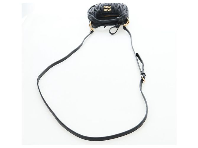 Borsa Hobo Miu Miu Matelassé in pelle 2way Nero Tono Oro Auth 167609SAM - vista 8