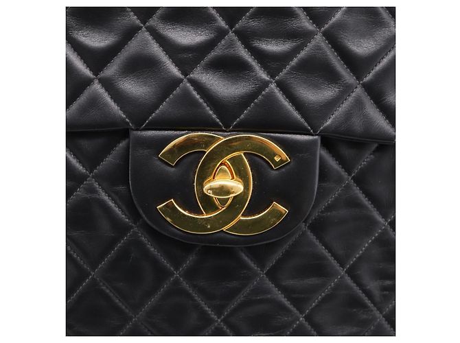 CHANEL Matelasse Big Matelasse 34 Borsa a Tracolla Lamb Skin Black CC Auth mr2970SAV Nero - vista 14