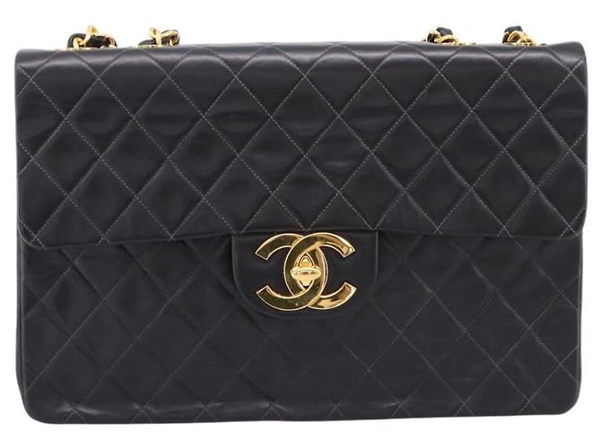 CHANEL Matelasse Big Matelasse 34 Borsa a Tracolla Lamb Skin Black CC Auth mr2970SAV Nero - vista 2
