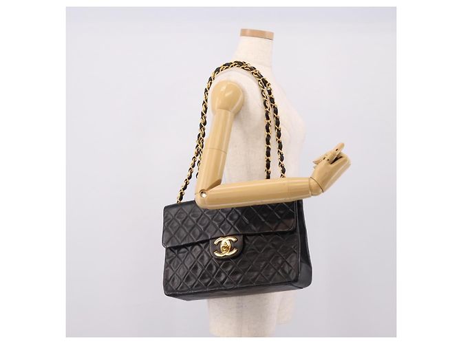 CHANEL Matelasse Big Matelasse 34 Borsa a Tracolla Lamb Skin Black CC Auth mr2970SAV Nero - vista 28