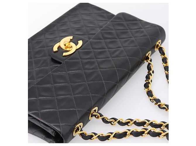 CHANEL Matelasse Big Matelasse 34 Borsa a Tracolla Lamb Skin Black CC Auth mr2970SAV Nero - vista 6