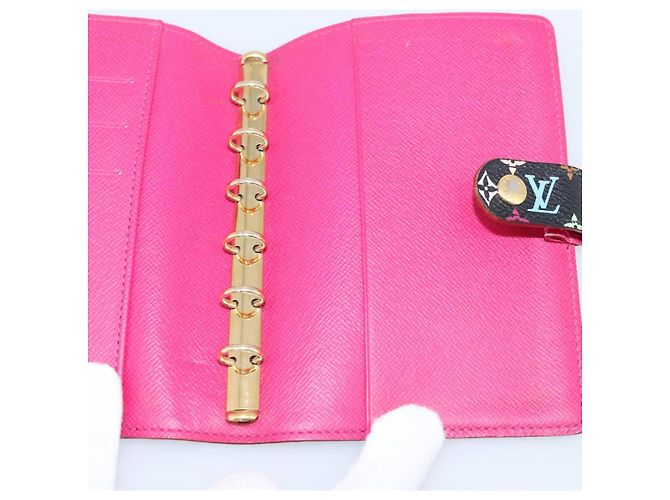 LOUIS VUITTON Monogram Multicolor Agenda PM Cover Black R21076 Auth 206303A Nero - vista 20