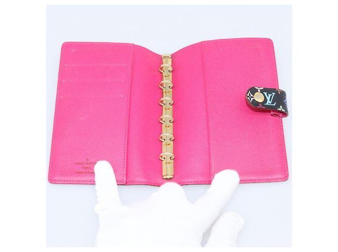 LOUIS VUITTON Monogram Multicolor Agenda PM Cover Black R21076 Auth 206303A Nero - vista 9