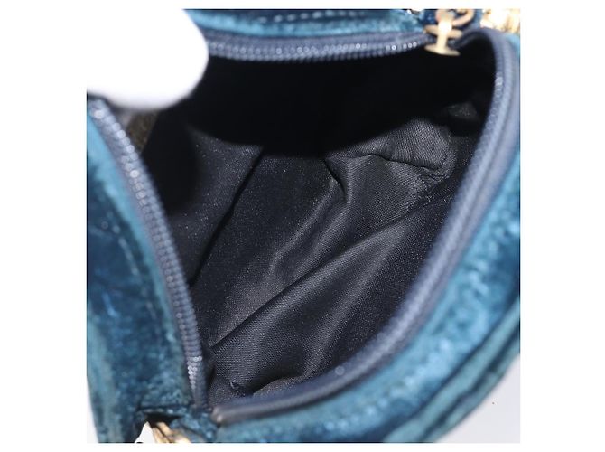 Borsa a tracolla Gianni Versace Chain Velluto Navy Tono Oro Auth bs37150 Blu navy - vista 12