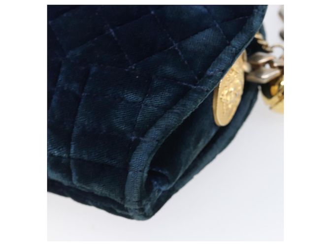 Borsa a tracolla Gianni Versace Chain Velluto Navy Tono Oro Auth bs37150 Blu navy - vista 16
