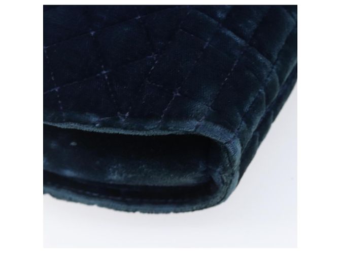 Borsa a tracolla Gianni Versace Chain Velluto Navy Tono Oro Auth bs37150 Blu navy - vista 17