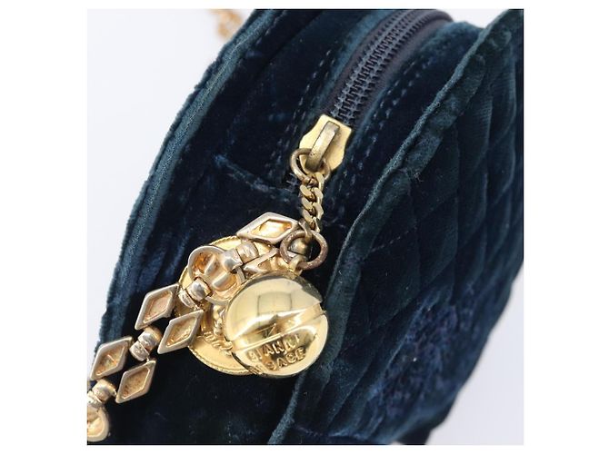 Borsa a tracolla Gianni Versace Chain Velluto Navy Tono Oro Auth bs37150 Blu navy - vista 19