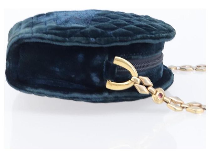 Borsa a tracolla Gianni Versace Chain Velluto Navy Tono Oro Auth bs37150 Blu navy - vista 3