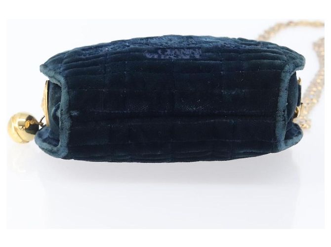 Borsa a tracolla Gianni Versace Chain Velluto Navy Tono Oro Auth bs37150 Blu navy - vista 5