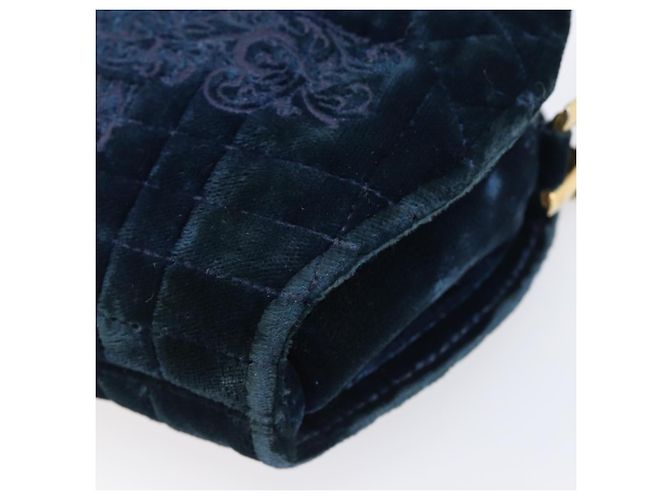 Borsa a tracolla Gianni Versace Chain Velluto Navy Tono Oro Auth bs37150 Blu navy - vista 9