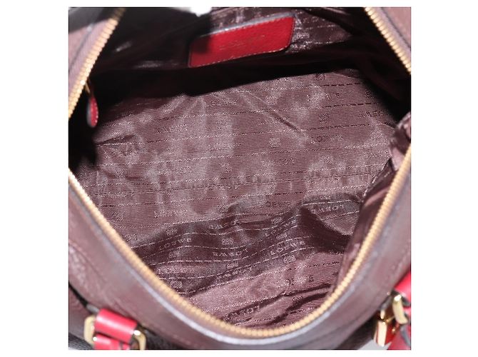 Bolsa de mão LOEWE em couro 2way Bordeaux tom dourado Auth bs37128A - vista 11