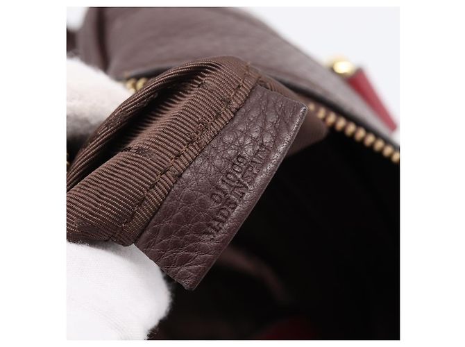 Bolsa de mão LOEWE em couro 2way Bordeaux tom dourado Auth bs37128A - vista 12