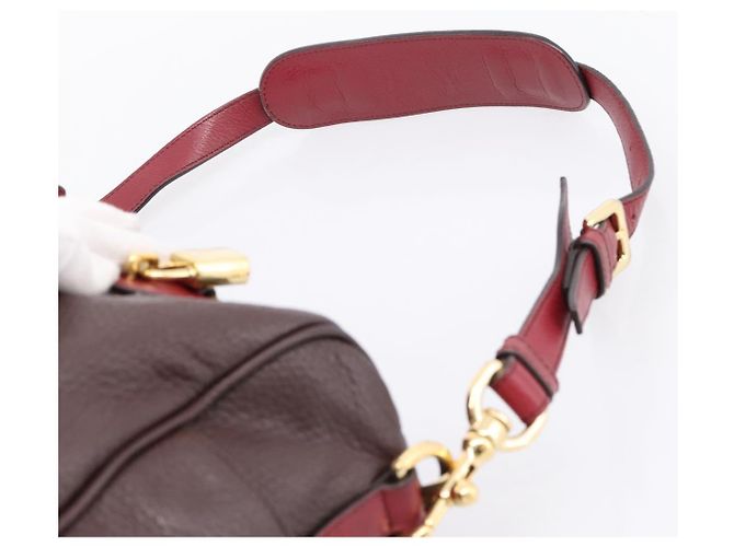 Bolsa de mão LOEWE em couro 2way Bordeaux tom dourado Auth bs37128A - vista 15