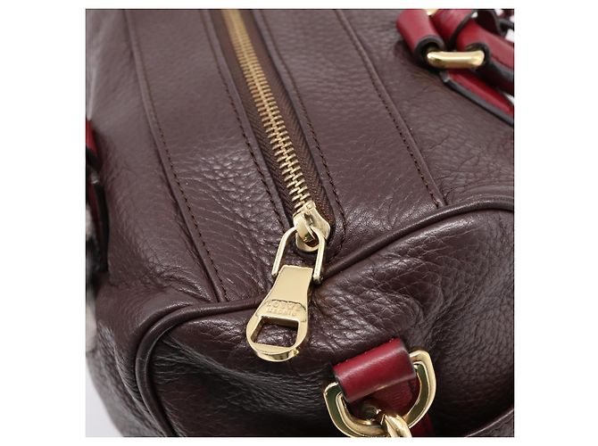 Bolsa de mão LOEWE em couro 2way Bordeaux tom dourado Auth bs37128A - vista 19