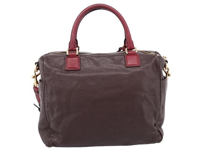Bolsa de mão LOEWE em couro 2way Bordeaux tom dourado Auth bs37128A - vista 2