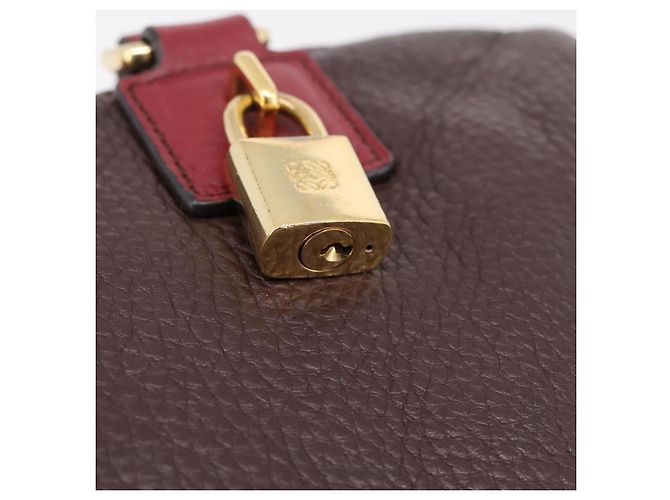 Bolsa de mão LOEWE em couro 2way Bordeaux tom dourado Auth bs37128A - vista 20