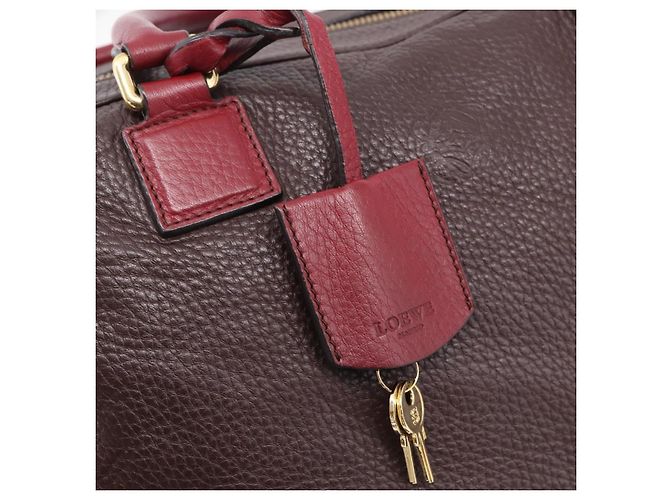 Bolsa de mão LOEWE em couro 2way Bordeaux tom dourado Auth bs37128A - vista 22
