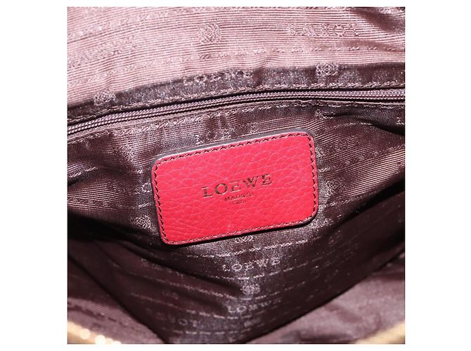 Bolsa de mão LOEWE em couro 2way Bordeaux tom dourado Auth bs37128A - vista 23
