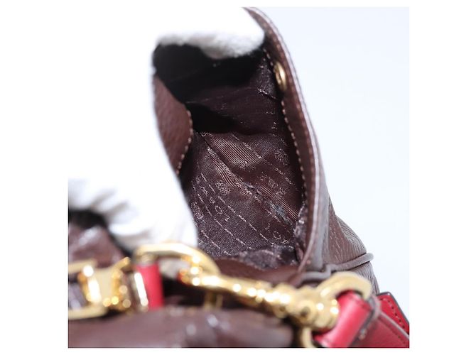 Bolsa de mão LOEWE em couro 2way Bordeaux tom dourado Auth bs37128A - vista 28
