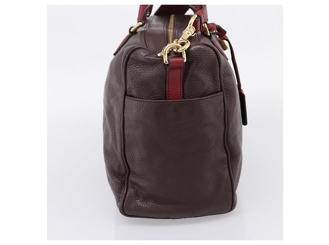 Bolsa de mão LOEWE em couro 2way Bordeaux tom dourado Auth bs37128A - vista 3
