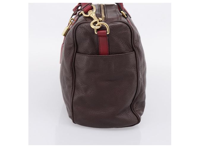 Bolsa de mão LOEWE em couro 2way Bordeaux tom dourado Auth bs37128A - vista 4