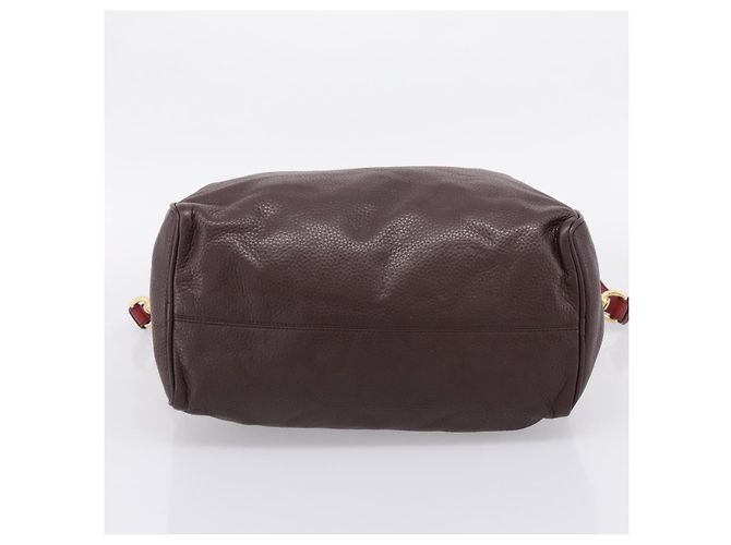 Bolsa de mão LOEWE em couro 2way Bordeaux tom dourado Auth bs37128A - vista 5