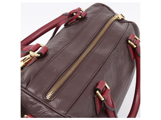Bolsa de mão LOEWE em couro 2way Bordeaux tom dourado Auth bs37128A - vista 6