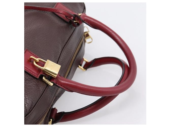 Bolsa de mão LOEWE em couro 2way Bordeaux tom dourado Auth bs37128A - vista 7