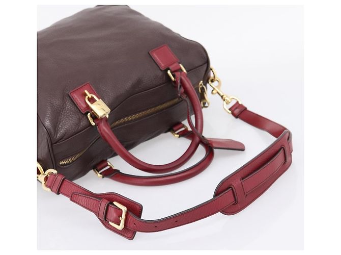 Bolsa de mão LOEWE em couro 2way Bordeaux tom dourado Auth bs37128A - vista 8